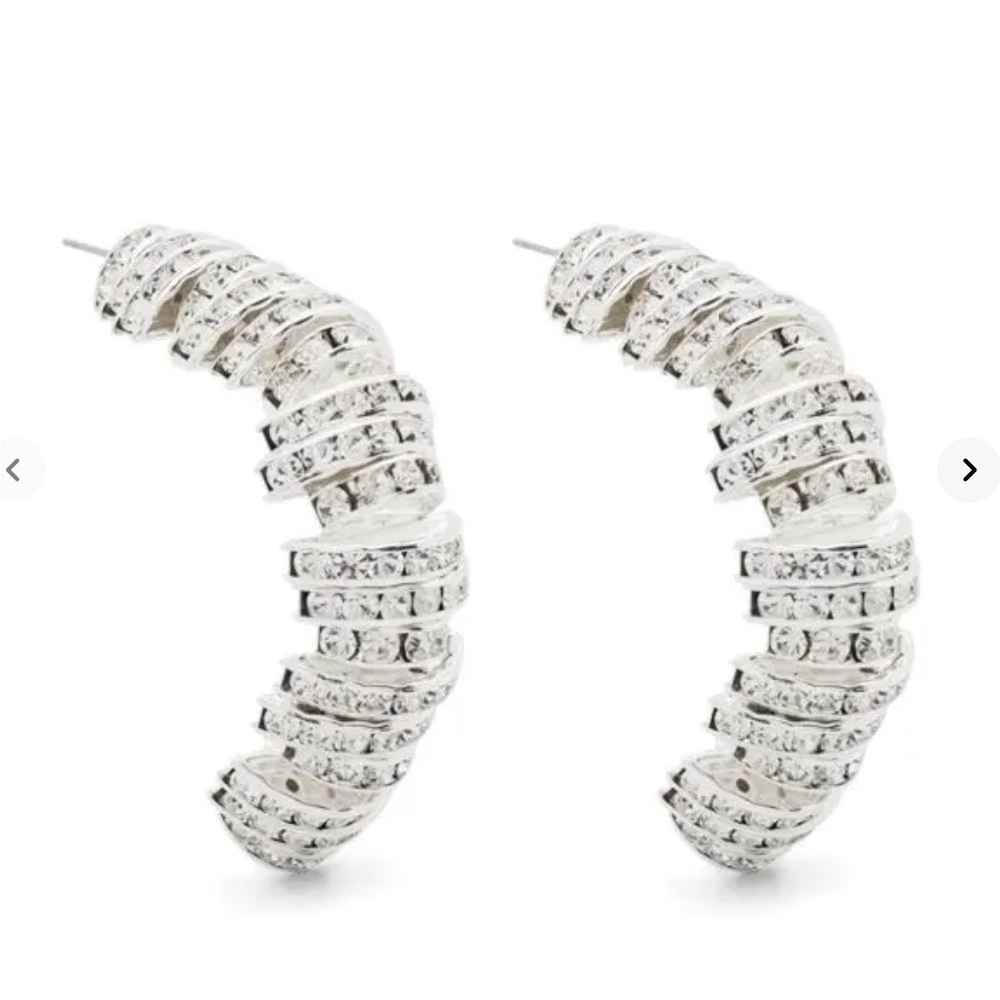 Magda Butrym Silver Crystal Hoop Earrings